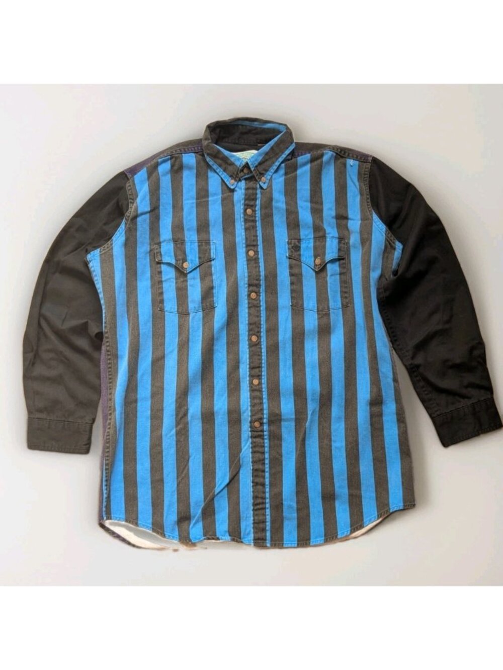 Vintage 90s MWG Canadian Outdoors Western Work Shirt Men's XL Colorblock Stripe